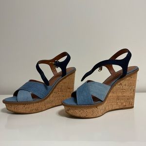 Coach navy/denim platform wedges